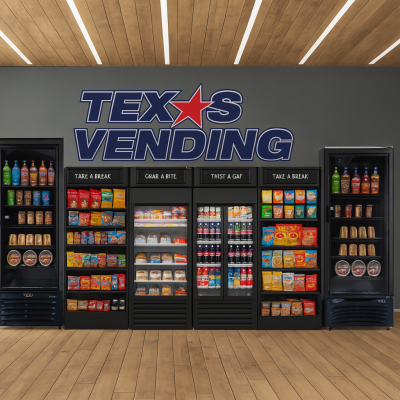 Texas Vending micro market with smart coolers in Dallas breakroom