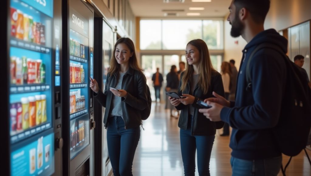 students using the vending machine