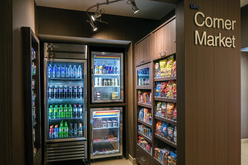 micro market, an unattended, self-service retail space typically found in workplaces, hotels, or apartment complexe