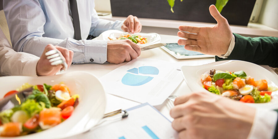 business meeting with meal