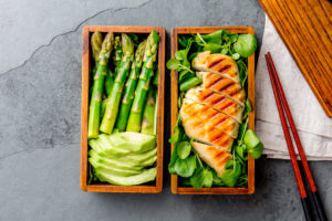 healthy food asparagus and grilled chicken breast