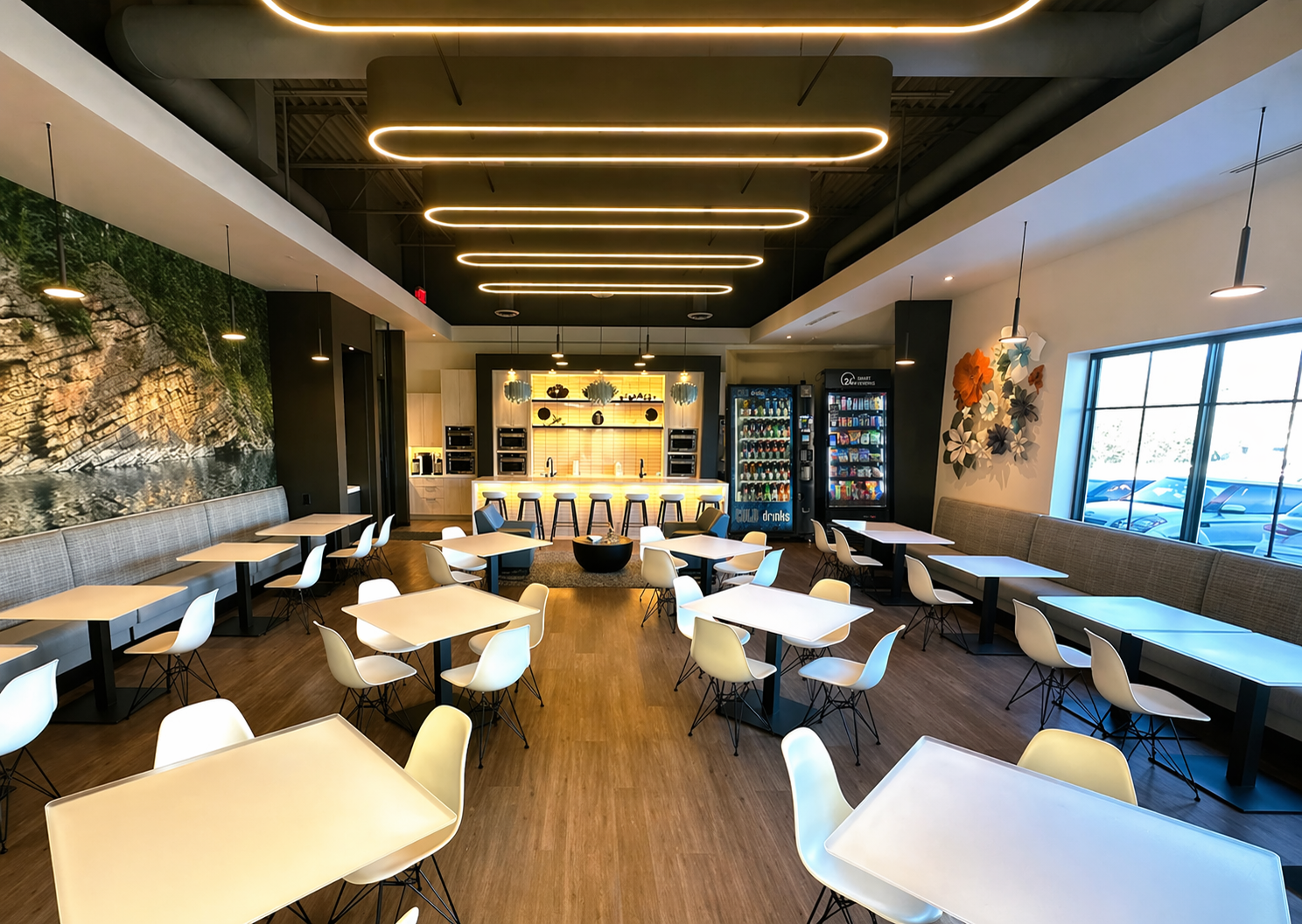 modern breakroom with smart cooler