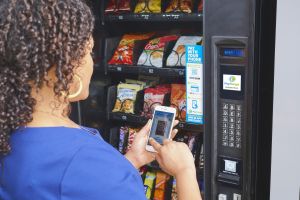 swiping payment at the vending