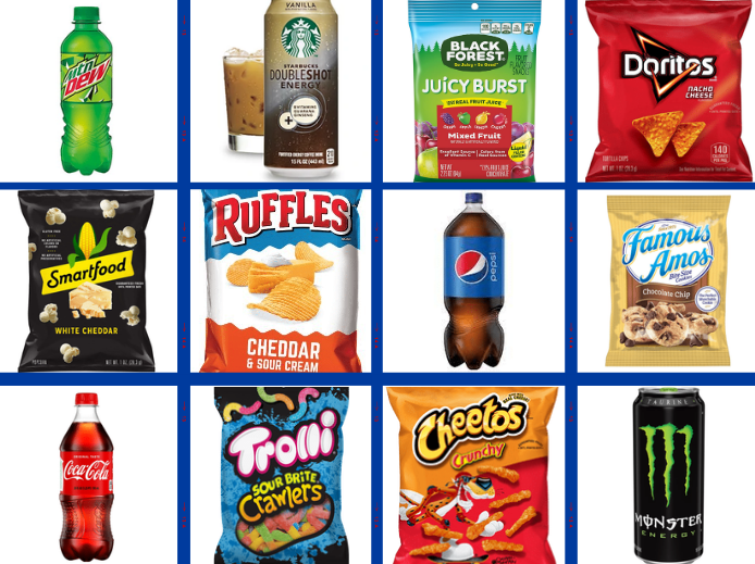 popular vending machine snacks and drinks