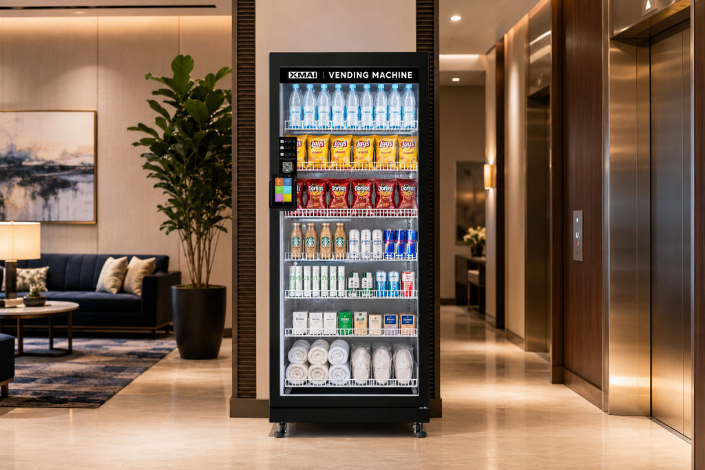 smart cooler in a hotel lobby