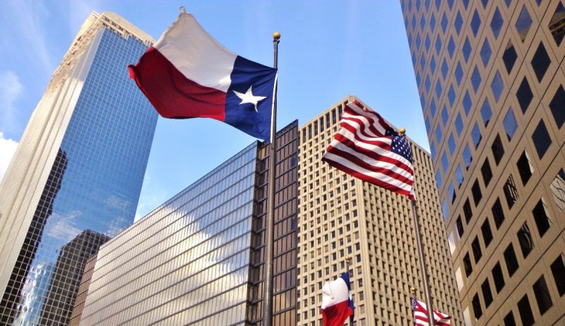 Texas and USA flag