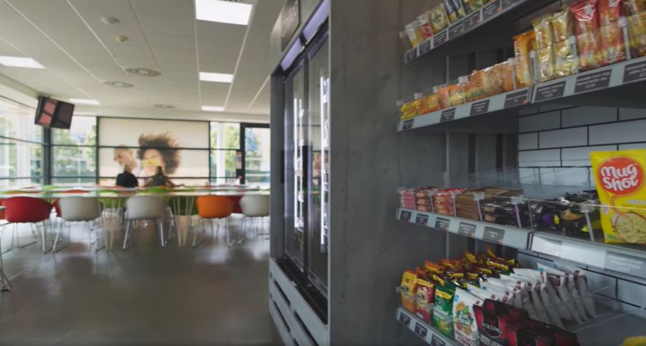 Texas Vending self-check out micro market serving employees at a workplace in The Colony Texas.