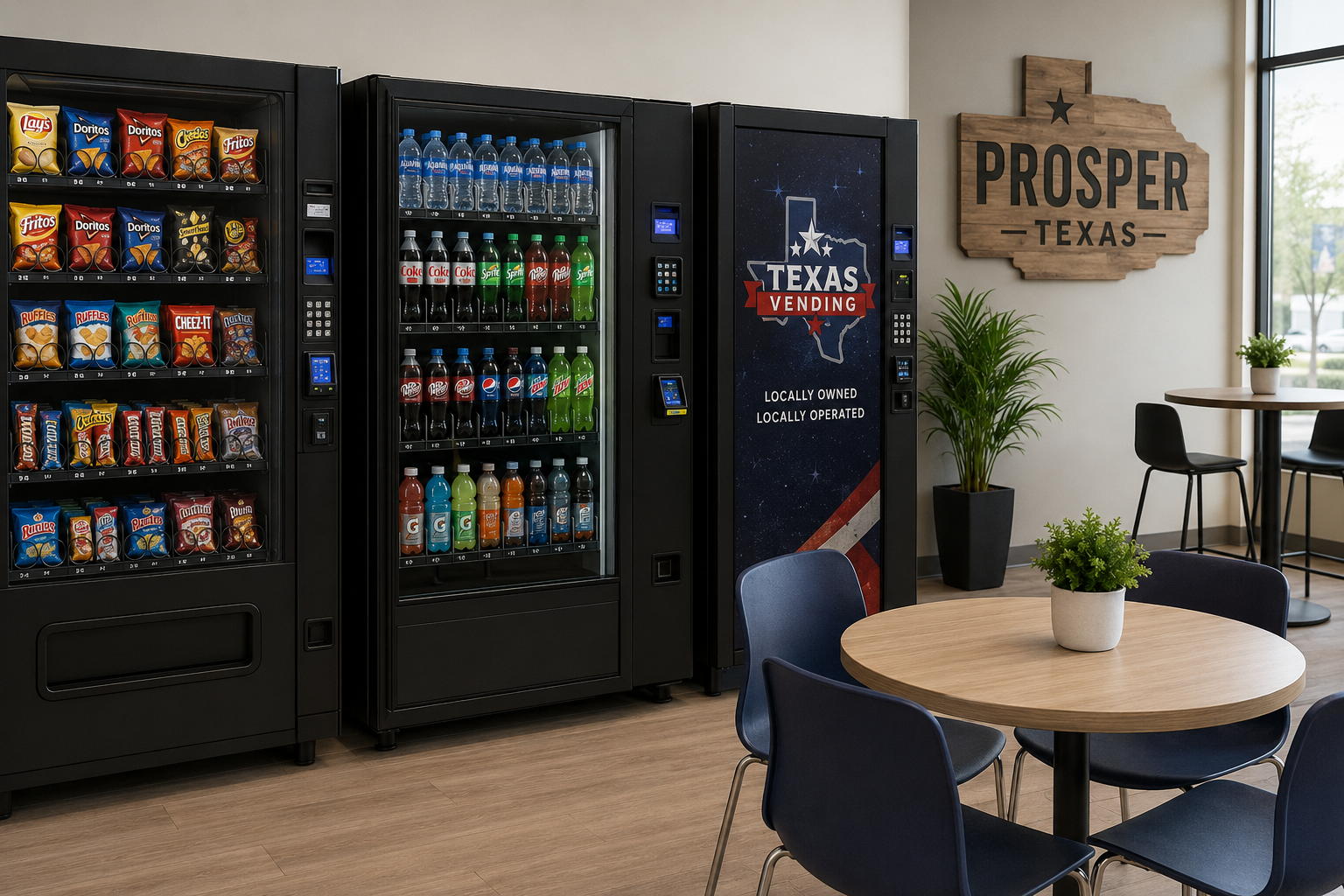 vending machine in a breakroom by texas vending