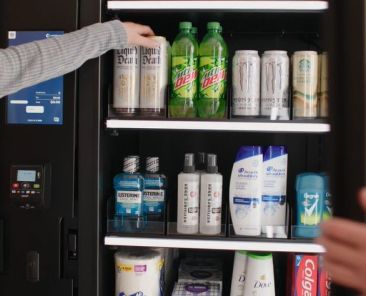 employee buying multiple items from AI smart cooler in one transaction
