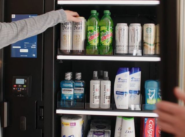 employee buying multiple items from AI smart cooler in one transaction