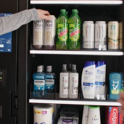 employee buying multiple items from AI smart cooler in one transaction